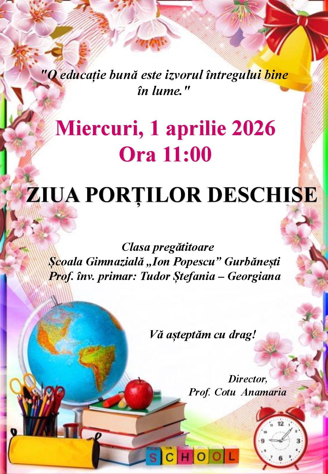 Ziua portilor deschise 1 aprilie 2026